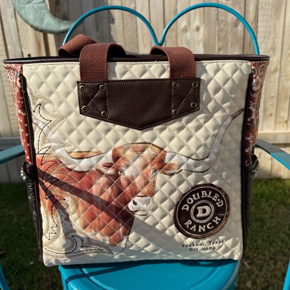 Double D Ranch Yoakum Texas Longhorn Quilted Tote Bag